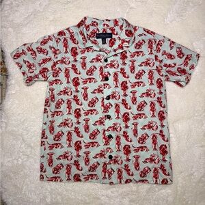 Brooks Brothers youth lobster print short-sleeve button-up shirt size 14Y